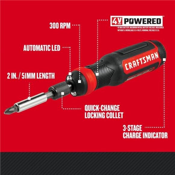 4V Electric Screwdriver Set, 300 RPM, Micro-USB Charging Port, 3-Stage Battery - Picture 2 of 8